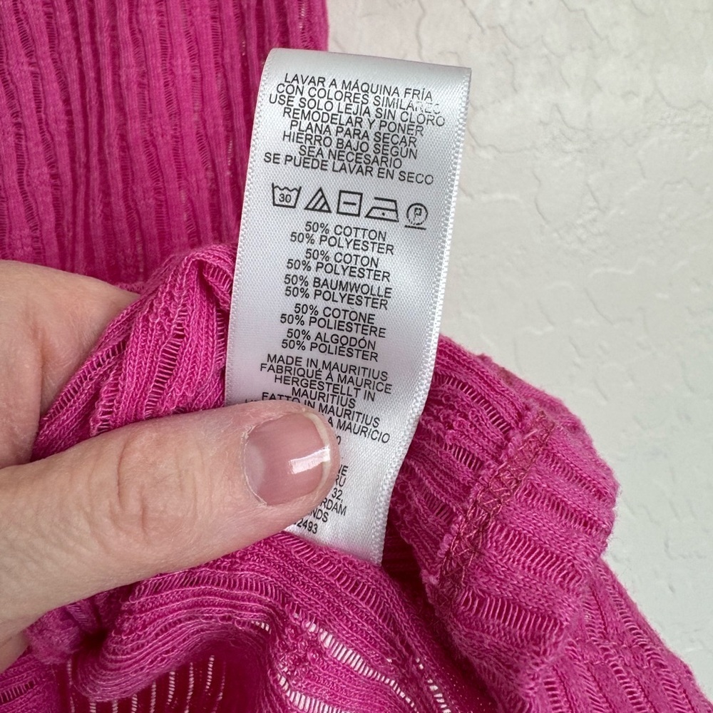 Anthropologie Pilcro Textured Rib Layering Tee Bright Pink Size Extra Small - Picture 6 of 6
